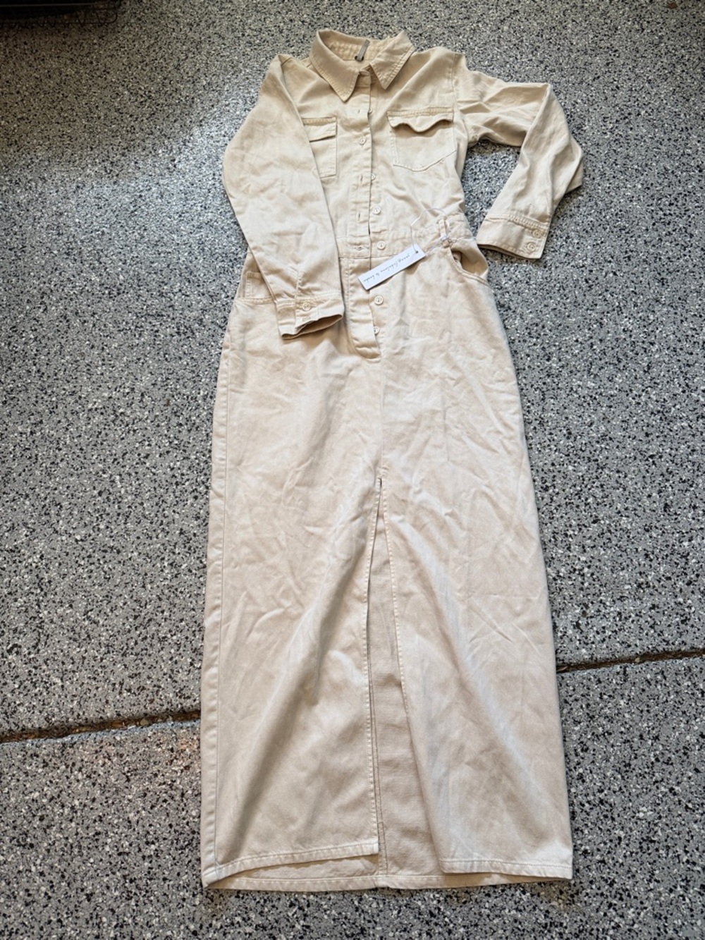 Young Fabulous & Broke Long Sleeve Shirt Maxi Dress in Cream